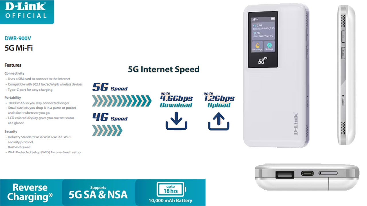 مشخصات فنی مودم سیمکارتی D link مدل DWR 900V 5G