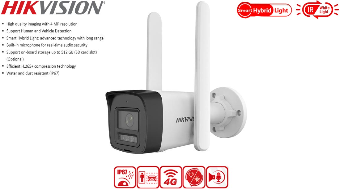 دوربین سیمکارتی Hikvision مدل DS 2CD1043G2 LIDUF 4G SL